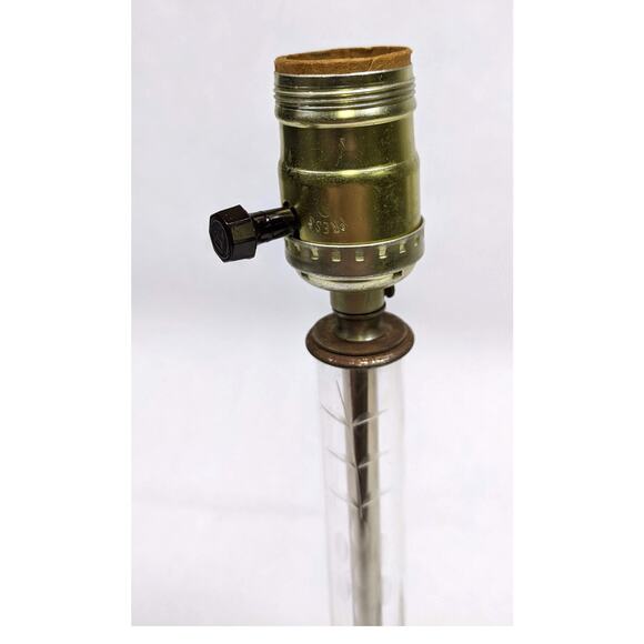 Vtg Mid-Century MCM Etched Crystal Glass Candlestick Table Nightstand Lamp 13" - Picture 2 of 9